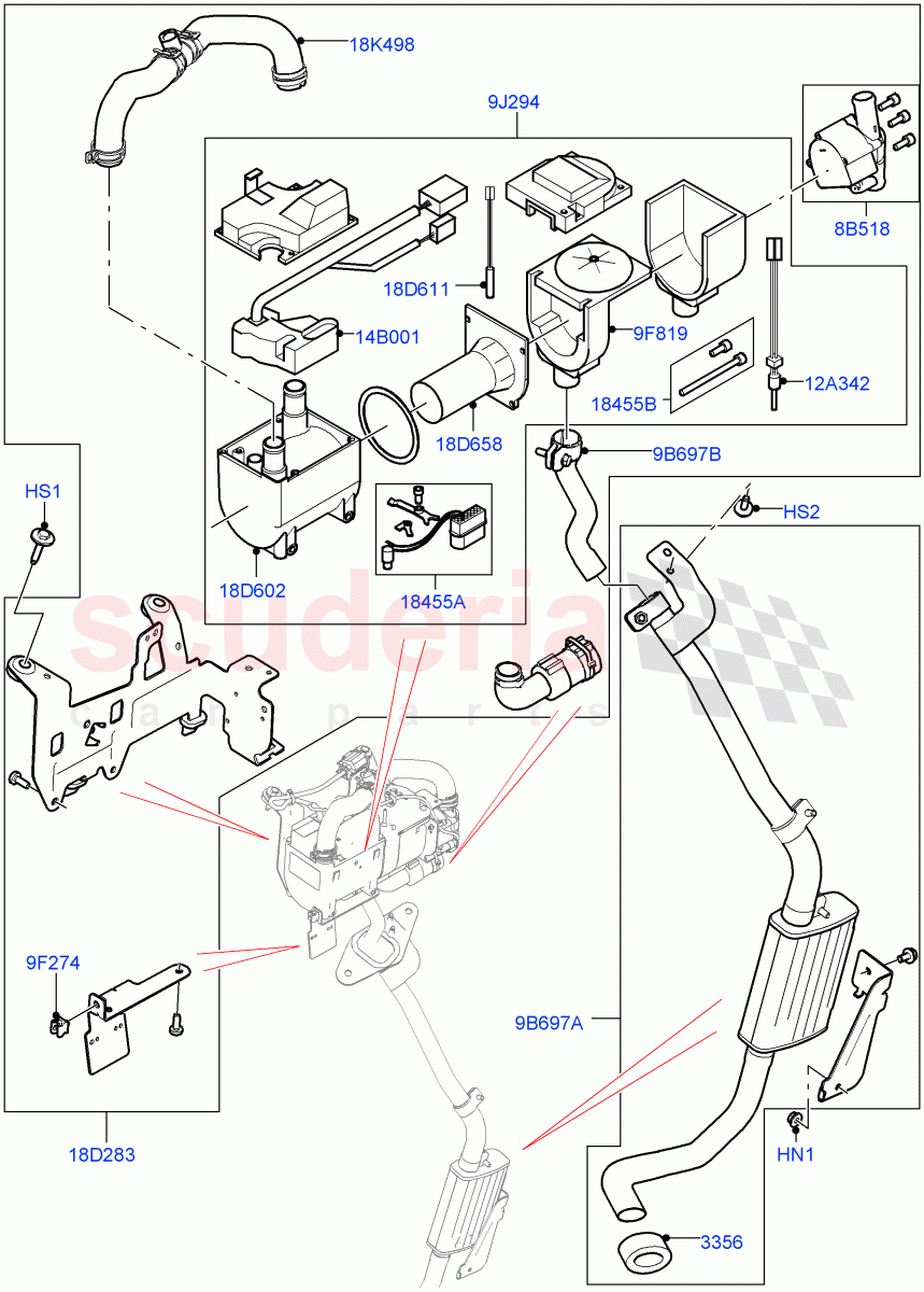 Auxiliary Fuel Fired Pre-Heater(Heater Components)(3.0L DOHC GDI SC V6 PETROL,With Fresh Air Heater)((V)TOHA999999) of Land Rover Land Rover Range Rover Sport (2014+) [5.0 OHC SGDI SC V8 Petrol]