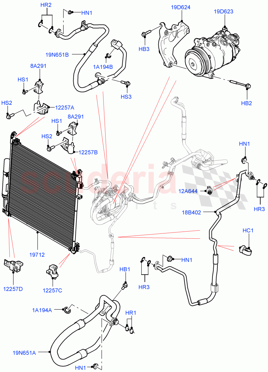 Air Conditioning Condensr/Compressr (Nitra Plant Build, Front) (3.0L AJ20D6 Diesel High) ((V) FROMM2000001) of Land Rover Land Rover Discovery 5 (2017+) [3.0 DOHC GDI SC V6 Petrol]