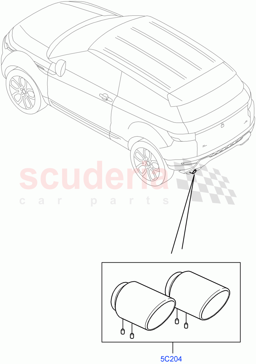 Exhaust Finishers(Accessory)(Halewood (UK),Itatiaia (Brazil)) of Land Rover Land Rover Range Rover Evoque (2012-2018) [2.0 Turbo Diesel]