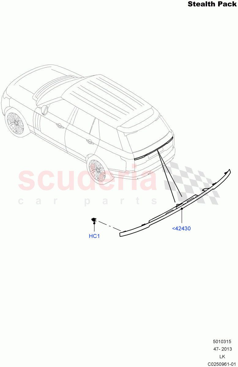 Luggage Compartment Door(Stealth Pack, Finisher And Seals)(With Black Gloss Grille)((V)FROMEA000001,(V)TOHA999999) of Land Rover Land Rover Range Rover (2012-2021) [4.4 DOHC Diesel V8 DITC]