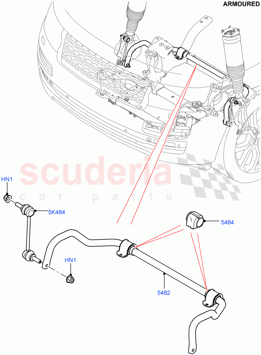 Front Cross Member & Stabilizer Bar (Armoured) ((V) FROMEA000001) of Land Rover Land Rover Range Rover (2012-2021) [3.0 DOHC GDI SC V6 Petrol]