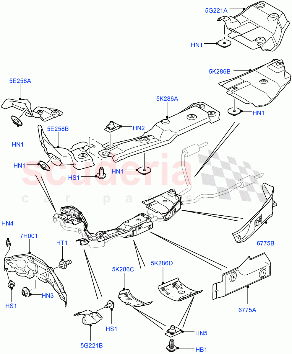 Heat Shields - Exhaust System(3.0 V6 Diesel)((V)FROMAA000001) of Land Rover Land Rover Discovery 4 (2010-2016) [3.0 Diesel 24V DOHC TC]