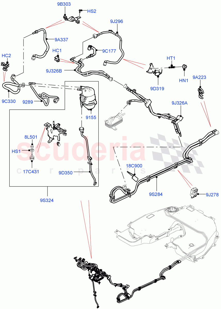 Fuel Lines(Solihull Plant Build)(2.0L I4 DSL HIGH DOHC AJ200,Fuel Tank-Diesel)((V)FROMKA000001) of Land Rover Land Rover Discovery 5 (2017+) [2.0 Turbo Diesel]