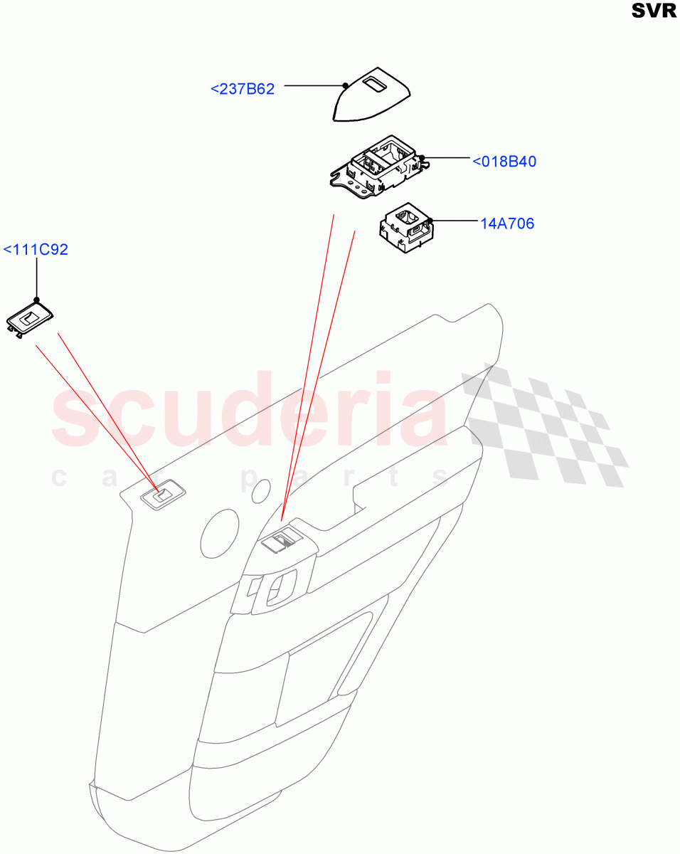Rear Door Trim Installation (SVR Version, SVR) ((V) FROMFA000001) of Land Rover Land Rover Range Rover Sport (2014+) [5.0 OHC SGDI SC V8 Petrol]