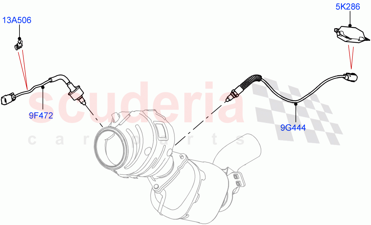 Exhaust Sensors And Modules (3.0L AJ20P6 Petrol High, Stage V European Emissions, EU2, 3.0L AJ20P6 Petrol PHEV) of Land Rover Land Rover Range Rover (2022+) [3.0 I6 Turbo Petrol AJ20P6]