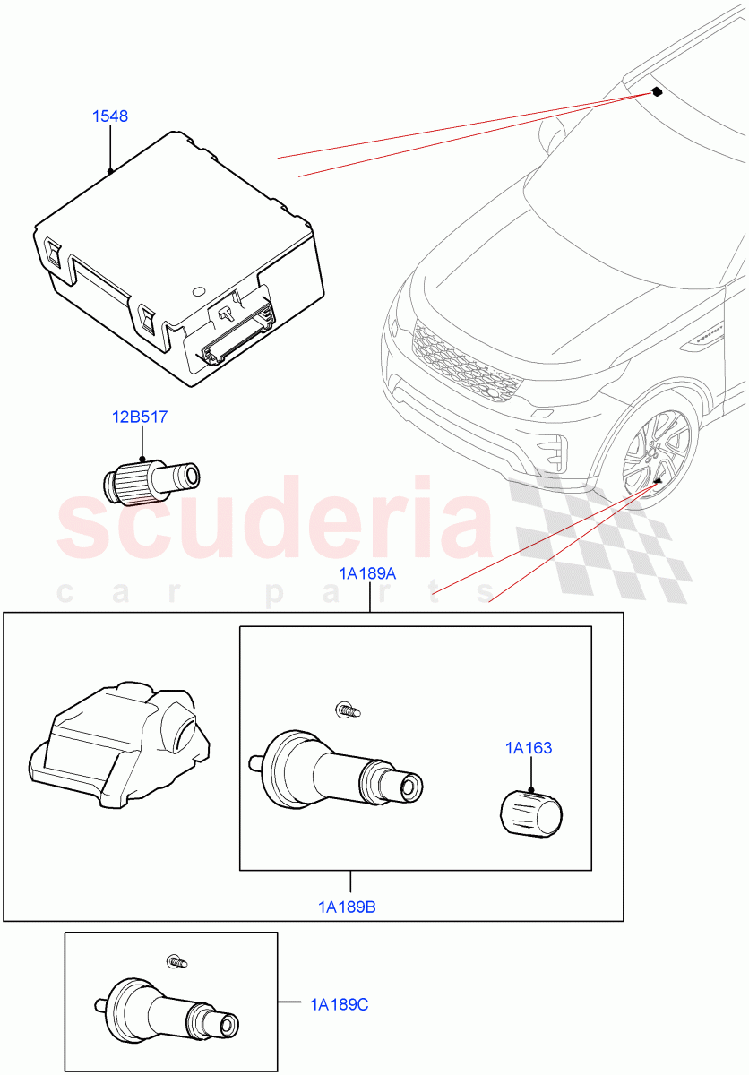 Tyre Pressure Monitor System(Nitra Plant Build)((V)FROMM2450630) of Land Rover Land Rover Discovery 5 (2017+) [3.0 DOHC GDI SC V6 Petrol]