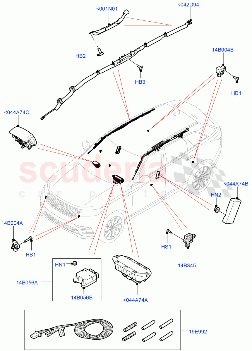 Airbag System (Airbag Modules) of Land Rover Land Rover Range Rover Velar (2017+) [2.0 Turbo Petrol AJ200P]
