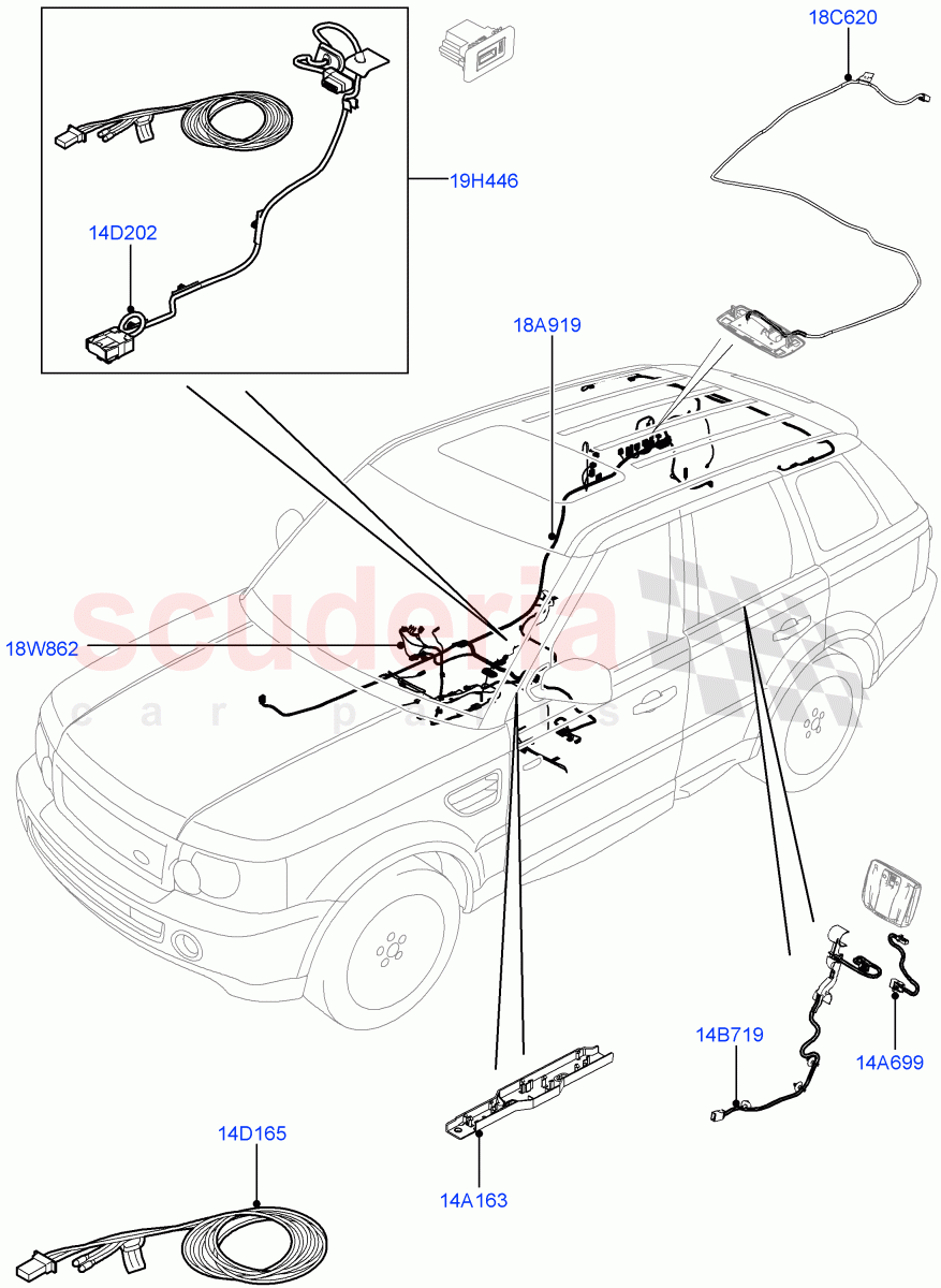 Electrical Wiring - Body And Rear (Audio/Navigation/Entertainment) ((V) FROMCA000001) of Land Rover Land Rover Range Rover Sport (2010-2013) [5.0 OHC SGDI NA V8 Petrol]