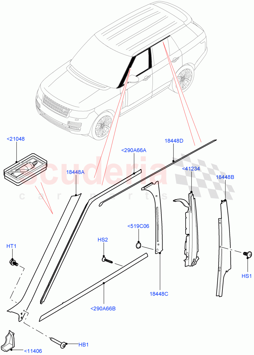 Front Doors, Hinges & Weatherstrips(Finishers) of Land Rover Land Rover Range Rover (2012-2021) [5.0 OHC SGDI SC V8 Petrol]