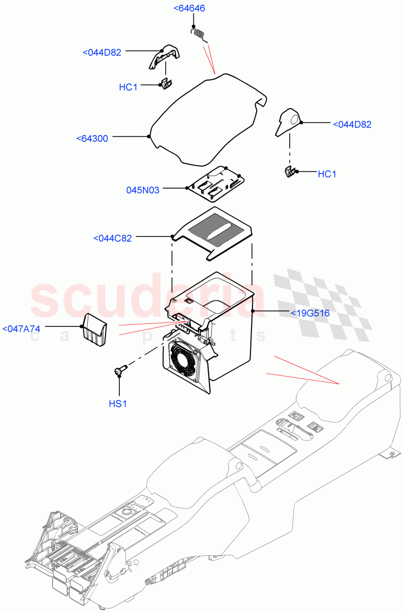 Console - Floor(Rear, For Stowage Boxes And Lids)(With 40/40 Split Individual Rr Seat) of Land Rover Land Rover Range Rover (2012-2021) [5.0 OHC SGDI SC V8 Petrol]