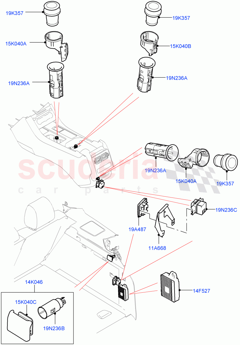 Auxiliary Electrical Power Points of Land Rover Land Rover Range Rover Sport (2014+) [4.4 DOHC Diesel V8 DITC]