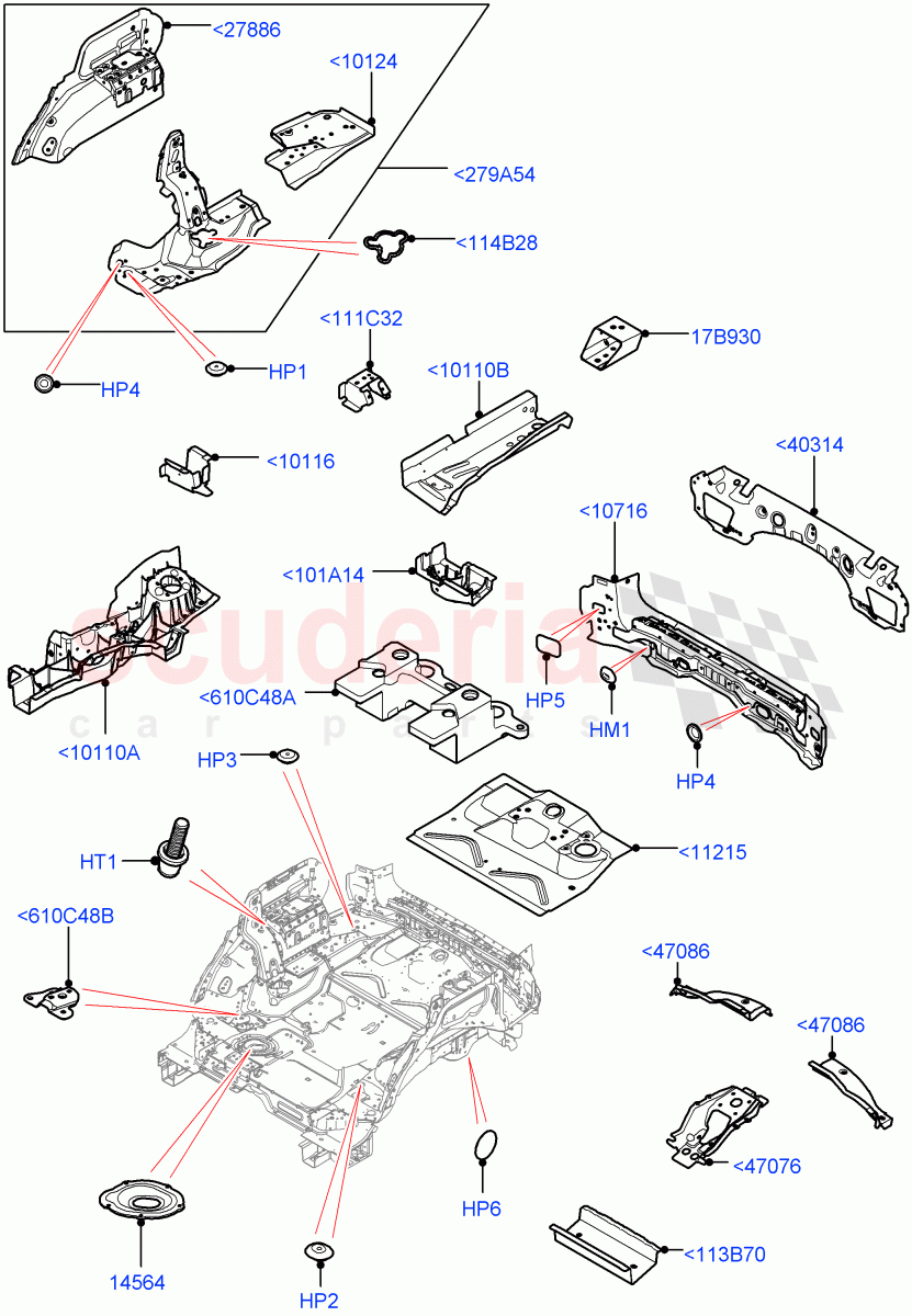 Floor Pan - Centre And Rear(Nitra Plant Build)((V)FROMK2000001) of Land Rover Land Rover Discovery 5 (2017+) [3.0 I6 Turbo Diesel AJ20D6]