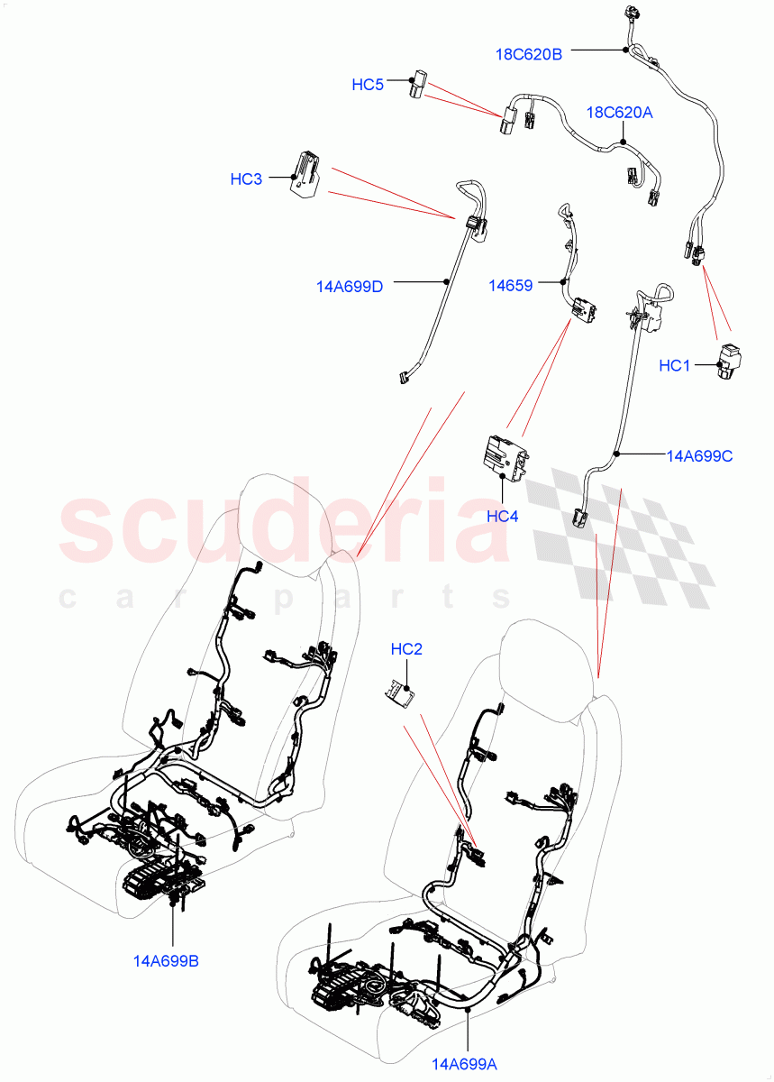 Wiring - Seats (Front Seats) ((V) FROMKA000001) of Land Rover Land Rover Range Rover (2012-2021) [3.0 I6 Turbo Petrol AJ20P6]