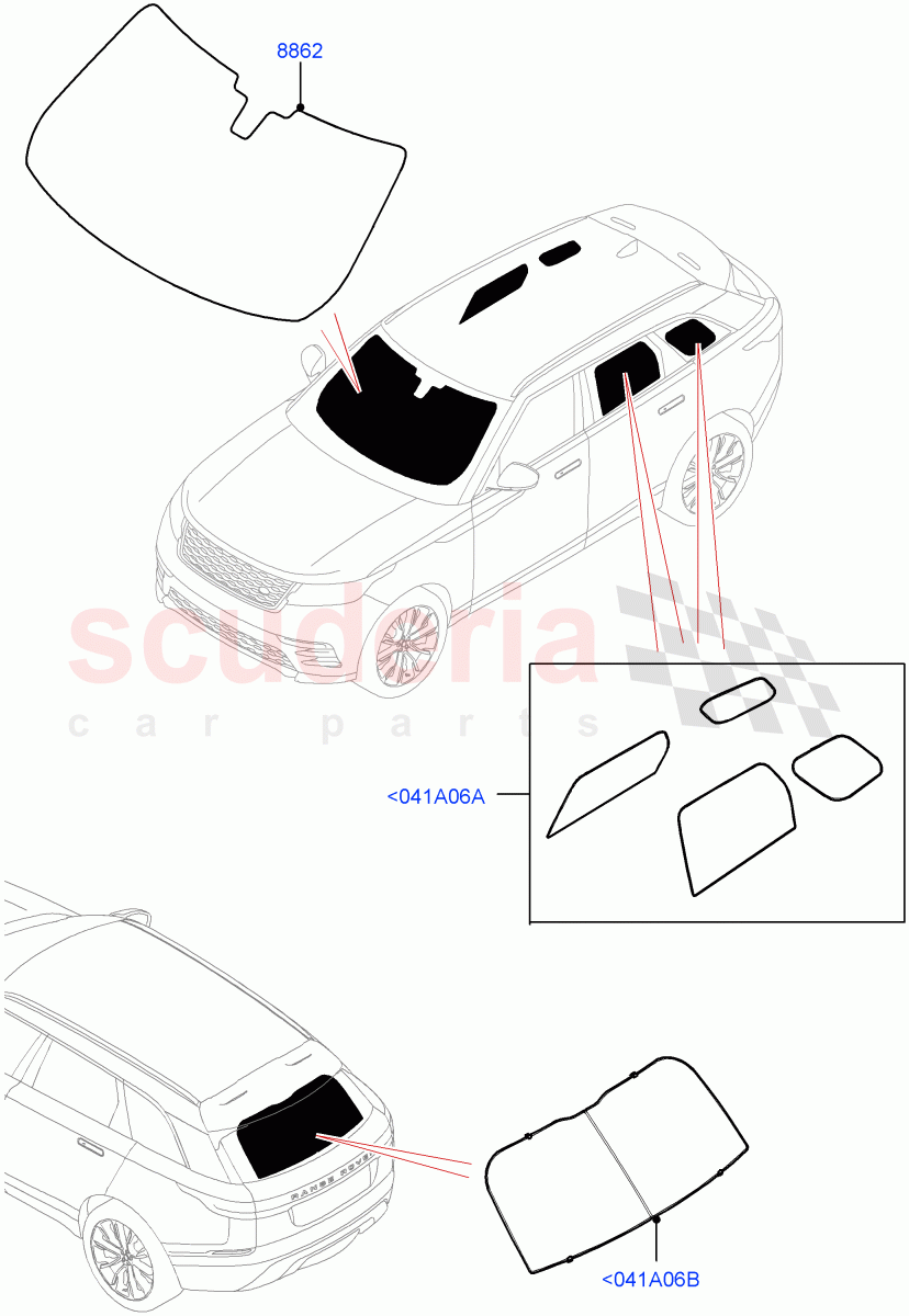 Touring Accessories(Sun Blinds) of Land Rover Land Rover Range Rover Velar (2017+) [2.0 Turbo Diesel]