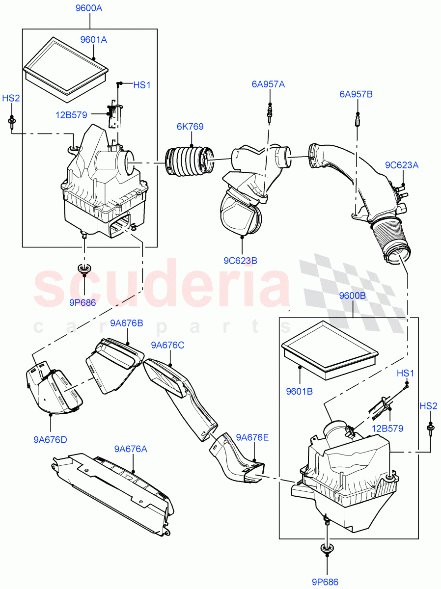 Air Cleaner(3.0L AJ20P6 Petrol High)((V)FROMMA000001) of Land Rover Land Rover Range Rover Velar (2017+) [3.0 I6 Turbo Petrol AJ20P6]