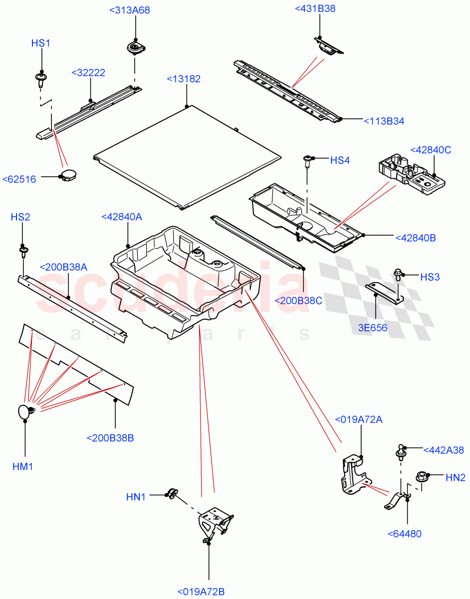 Load Compartment Trim(Floor, Solihull Plant Build)(With 2 Seat Configuration,With 5 Seat Configuration)((V)FROMHA000001) of Land Rover Land Rover Discovery 5 (2017+) [3.0 DOHC GDI SC V6 Petrol]