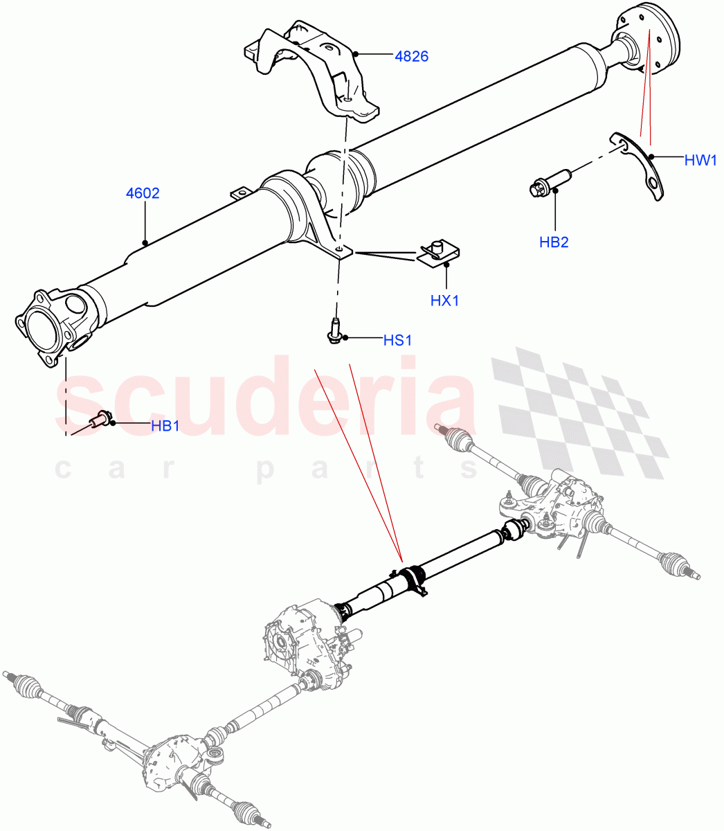 Drive Shaft - Rear Axle Drive (Propshaft, Nitra Plant Build) ((V) FROMK2000001, (V) TOL2999999) of Land Rover Land Rover Discovery 5 (2017+) [2.0 Turbo Diesel]