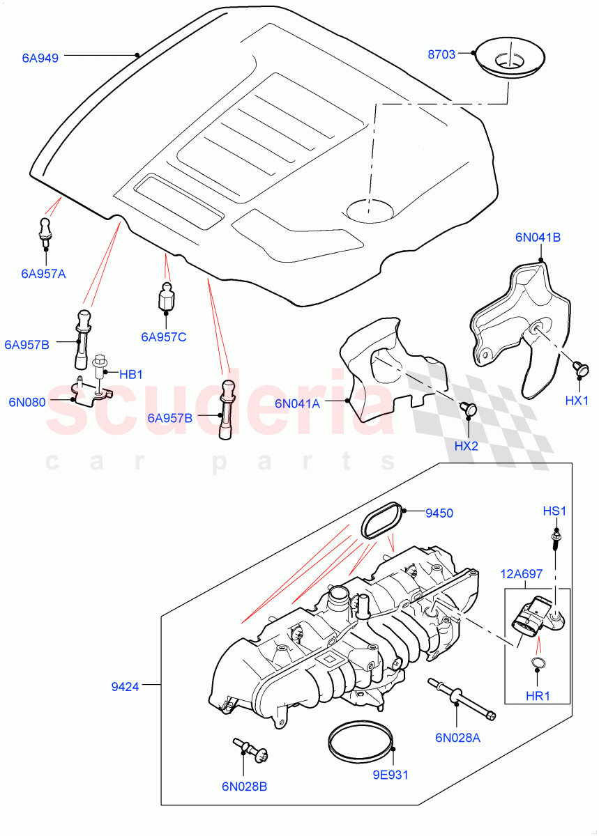 Inlet Manifold(2.0L AJ200P Hi PHEV)((V)FROMMA000001) of Land Rover Land Rover Range Rover Velar (2017+) [2.0 Turbo Petrol AJ200P]