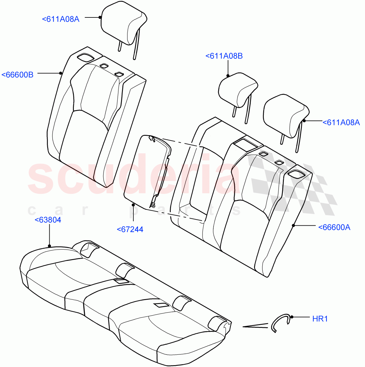 Rear Seat Covers(Windsor Sport Leather Perforated,Itatiaia (Brazil),With 60/40 Split - Folding Rr Seat)((V)FROMGT000001) of Land Rover Land Rover Range Rover Evoque (2012-2018) [2.0 Turbo Petrol AJ200P]