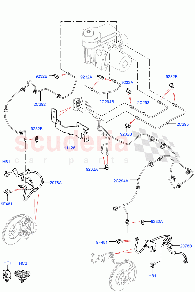 Front Brake Pipes (RHD) of Land Rover Land Rover Defender (2020+) [3.0 I6 Turbo Petrol AJ20P6]