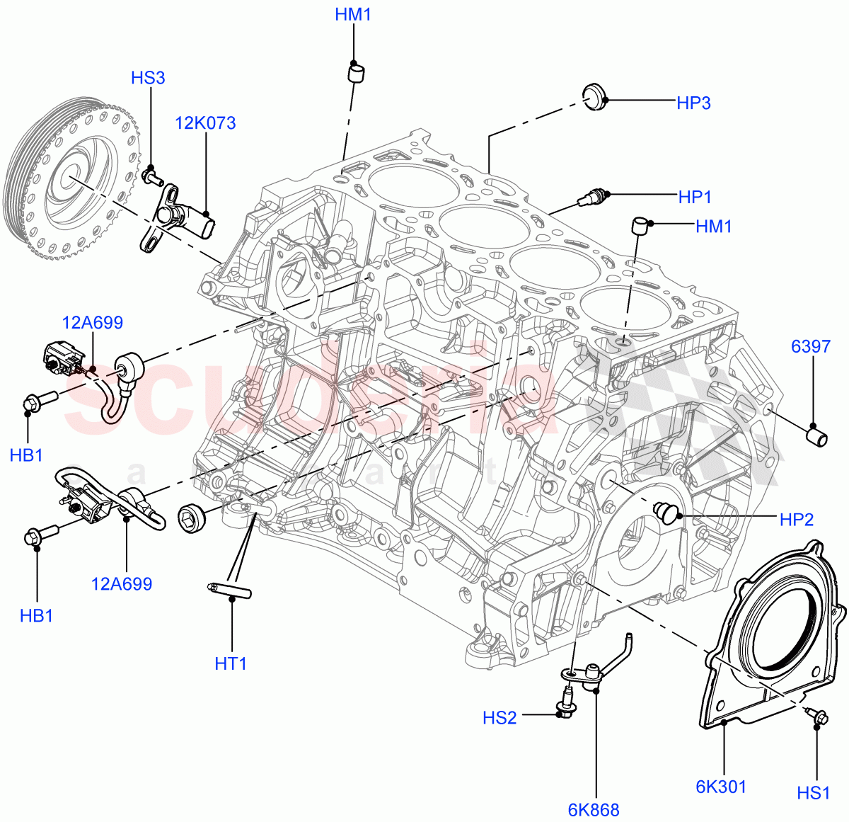 Cylinder Block And Plugs (2.0L 16V TIVCT T/C 240PS Petrol, Itatiaia (Brazil)) ((V) FROMGT000001) of Land Rover Land Rover Discovery Sport (2015+) [2.0 Turbo Petrol GTDI]