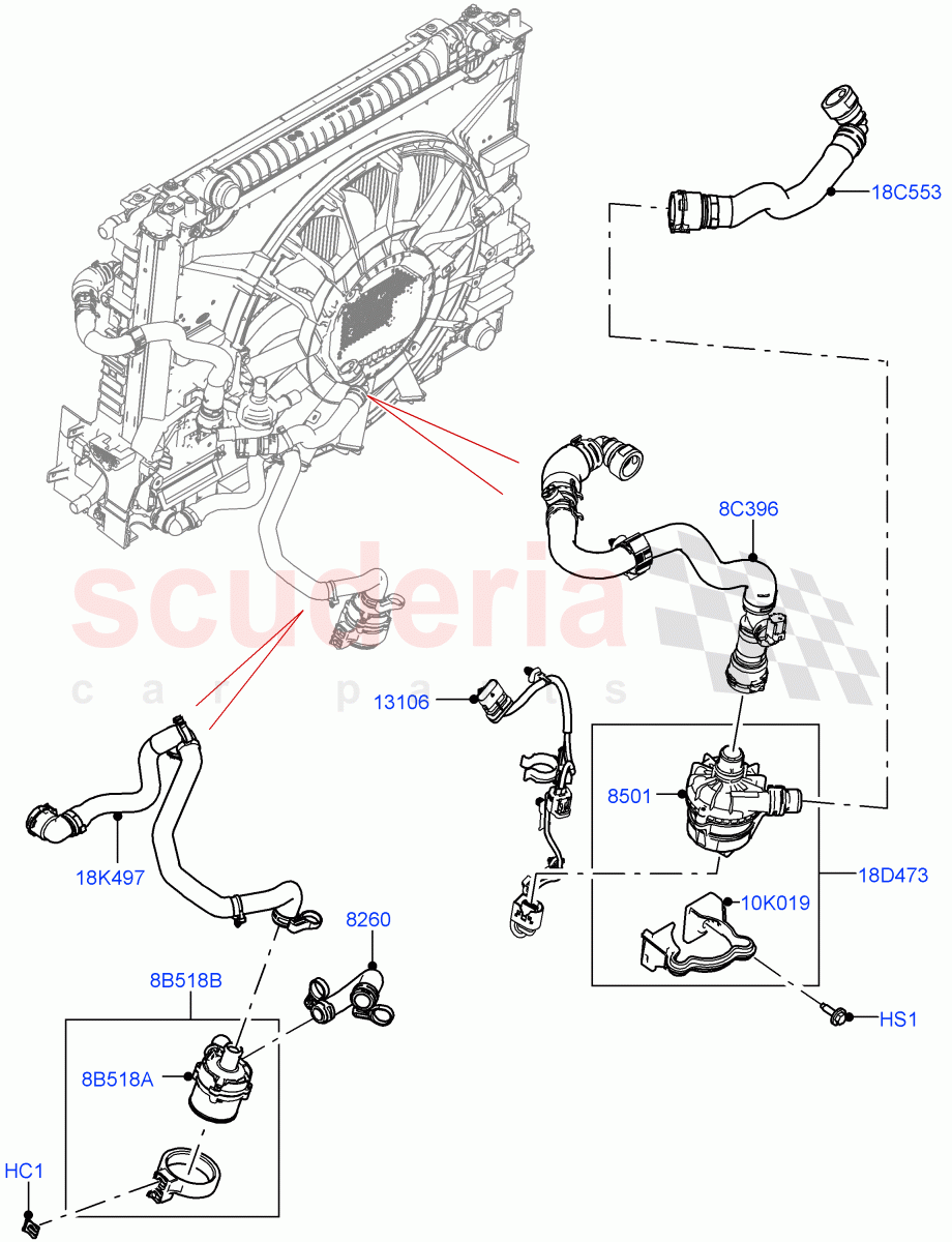 Water Pump(Auxiliary Unit)(2.0L AJ200P Hi PHEV)((V)FROMMA000001) of Land Rover Land Rover Range Rover Velar (2017+) [2.0 Turbo Petrol AJ200P]