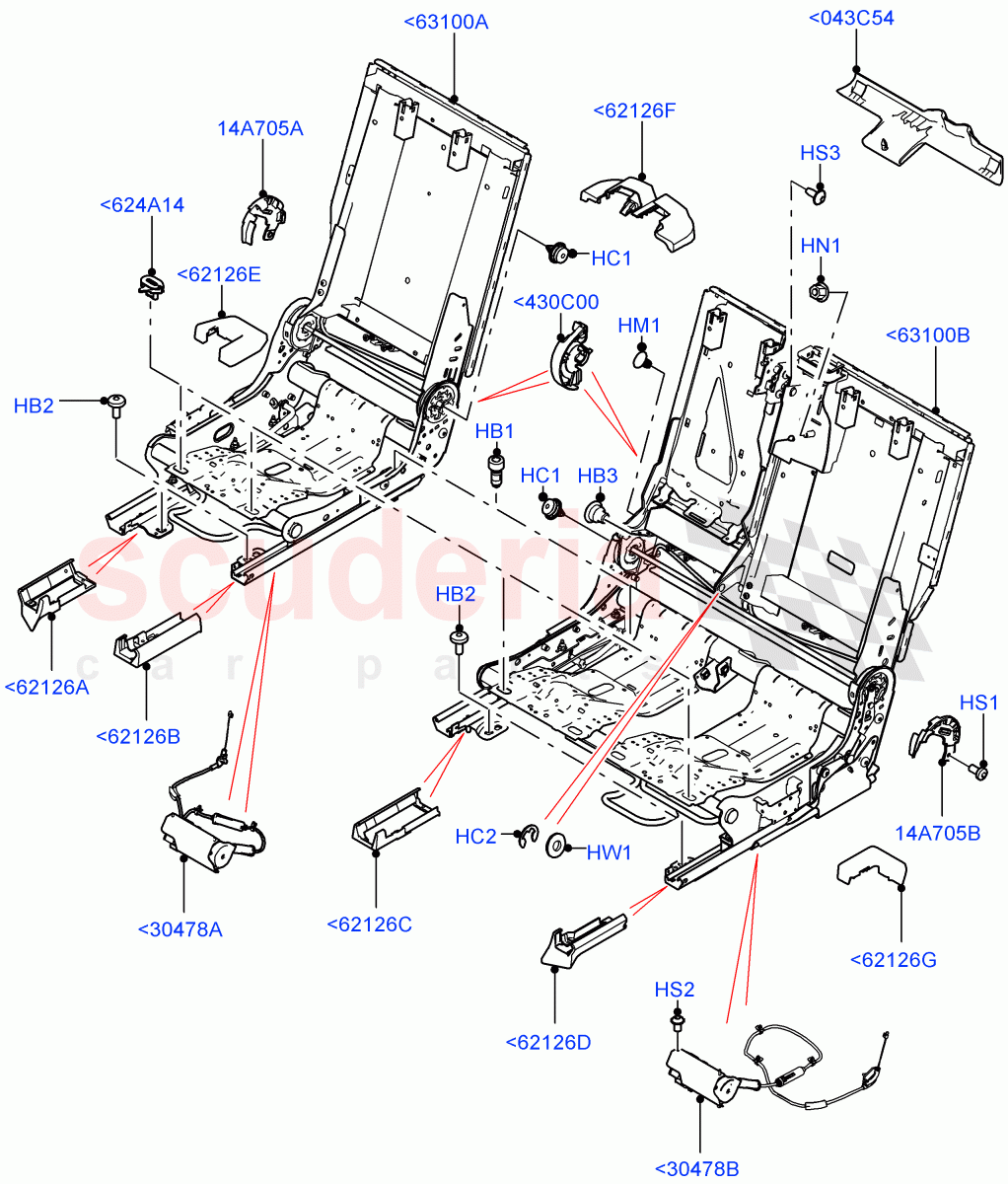 Rear Seat Base(Halewood (UK),With 60/40 Manual Fold Thru Rr Seat)((V)FROMLH000001) of Land Rover Land Rover Discovery Sport (2015+) [2.0 Turbo Petrol GTDI]