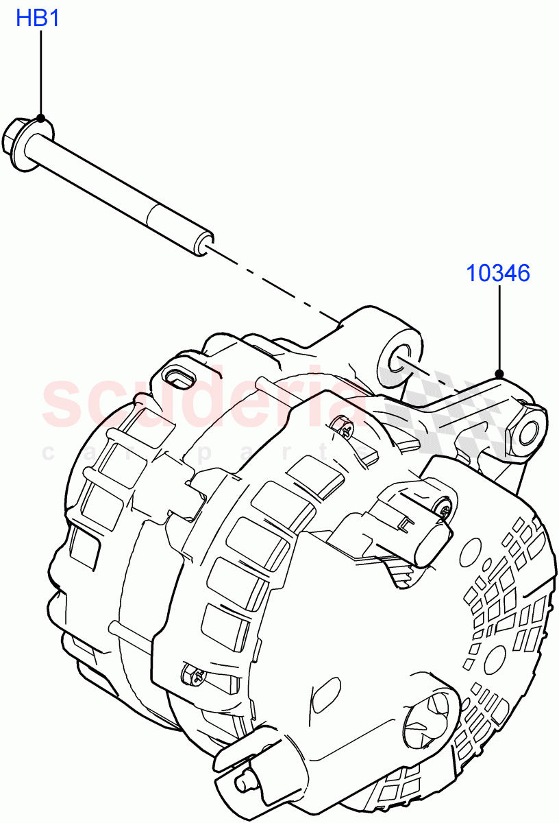 Alternator And Mountings (3.0L AJ20D6 Diesel High, Less Electric Engine Battery) of Land Rover Land Rover Range Rover (2022+) [3.0 I6 Turbo Petrol AJ20P6]