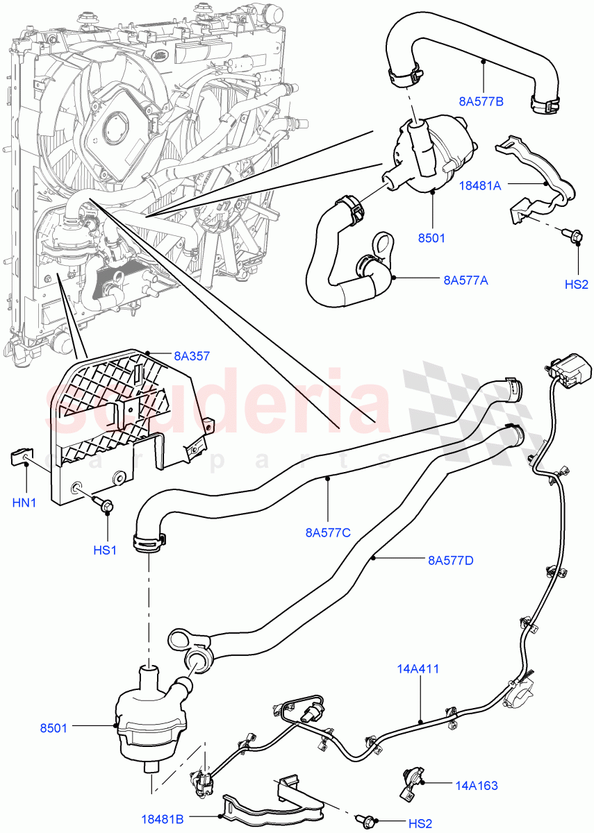 Water Pump (Auxiliary Unit) (3.0 V6 Diesel Electric Hybrid Eng) ((V) FROMFA000001) of Land Rover Land Rover Range Rover (2012-2021) [3.0 Diesel 24V DOHC TC]