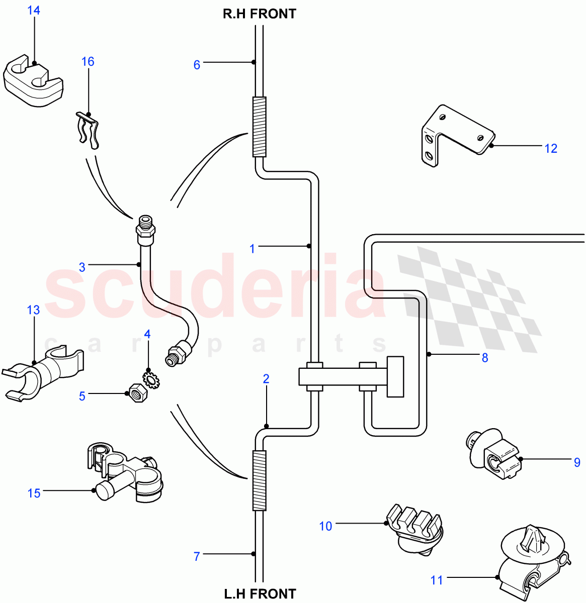 Front Brake Pipes(Less Brake Limiting Valve,Less Anti-Lock Braking System)((V)FROM7A000001) of Land Rover Land Rover Defender (2007-2016)